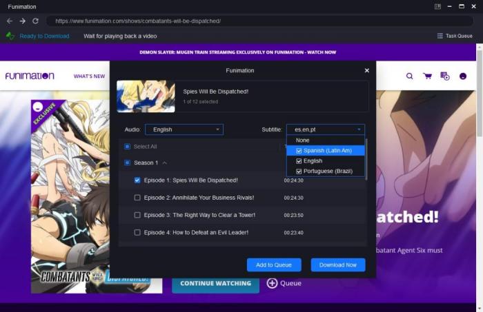 funimation download step 2
